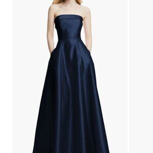 Alfred Sung Strapless Cuff Satin Gown